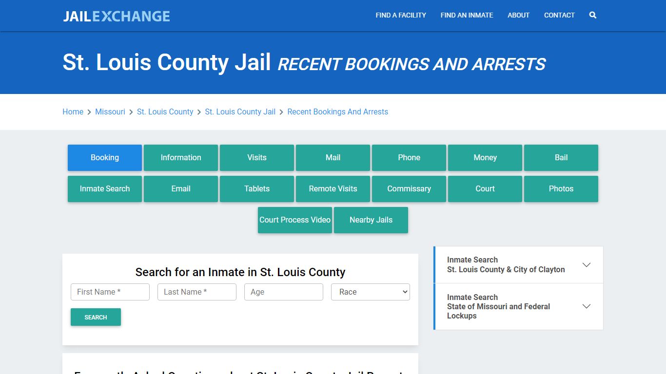 St. Louis County Jail MO Recent Arrests and Bookings