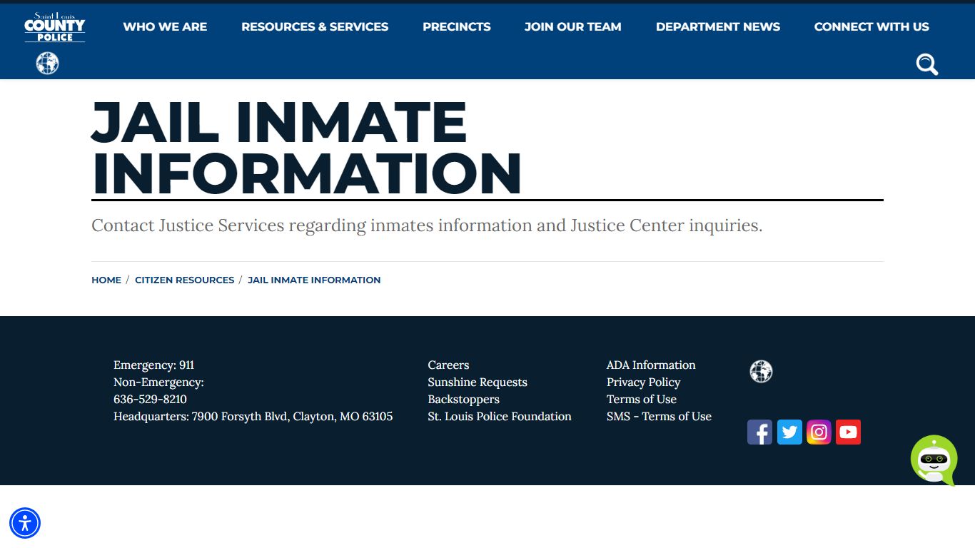 Jail Inmate Information - St. Louis County Police