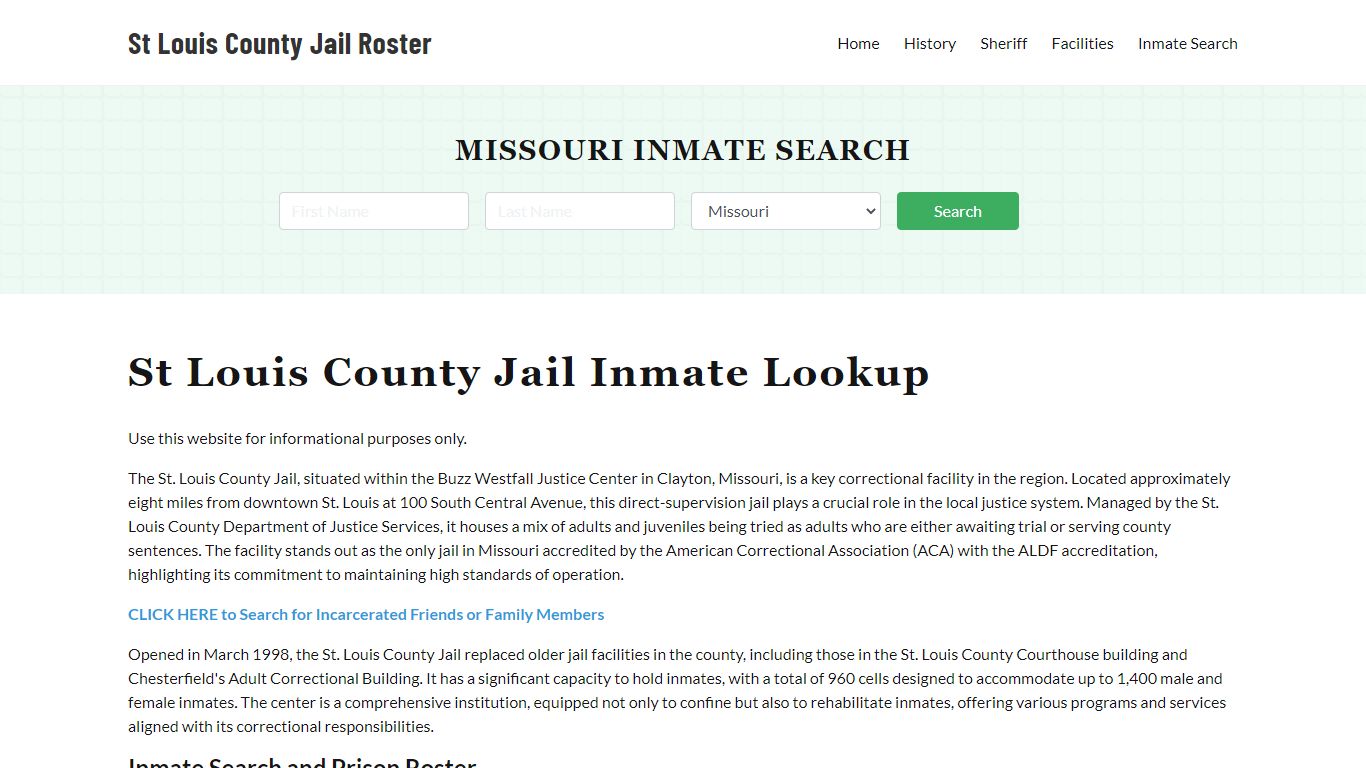 St Louis County Jail Roster Lookup, MO, Inmate Search