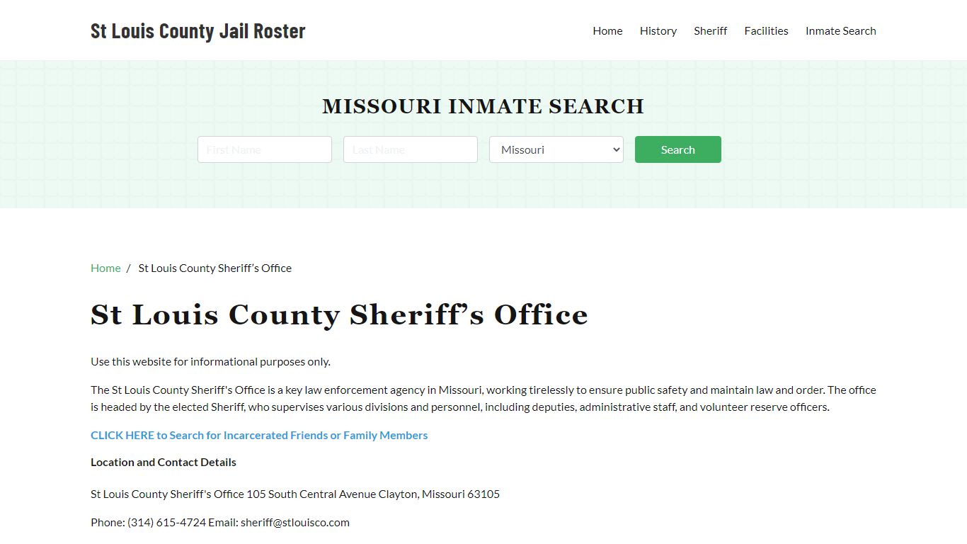St Louis County Sheriff Office, MO, Arrest Warrants Search